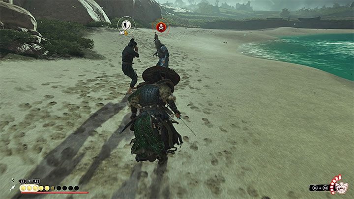 W każdym momencie zaliczania tego questu uważajcie na wrogów, nad głowami których pojawią się czaszki - Ghost of Tsushima Iki Island: Skutek straty - solucja, opis przejścia - Ghost of Tsushima - poradnik do gry