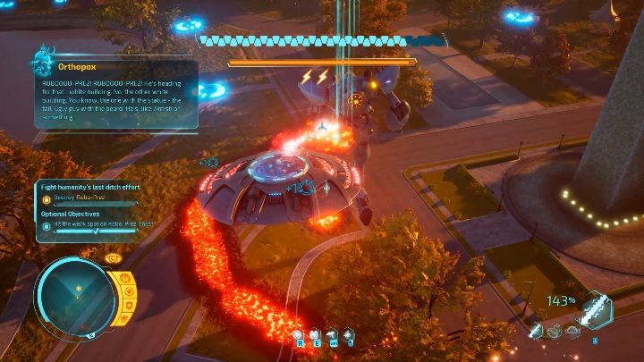 Wykorzystaj moment, kiedy boss będzie zmieniał swoją pozycję - Destroy All Humans 2020: Robo-Prez - boss, jak pokonać - Destroy All Humans Remake - poradnik do gry