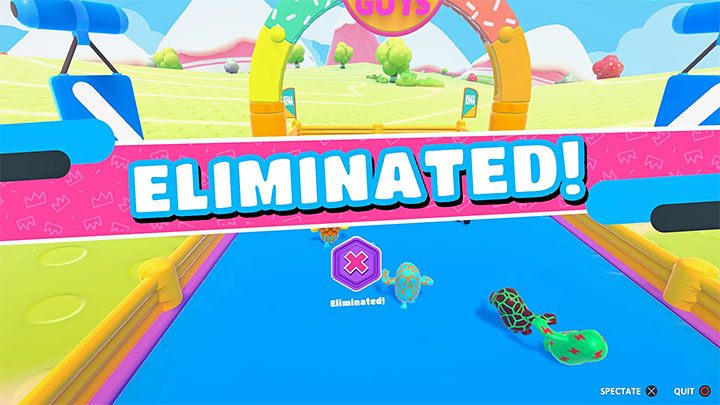 W większości mini-gier wypadnięcie poza obszar zmagań oznacza respawn - możesz zostać przeniesiony do początkowej strefy lub do ostatniego punktu kontrolnego - Fall Guys: Teleturniej - Battle Royale - Fall Guys - poradnik do gry