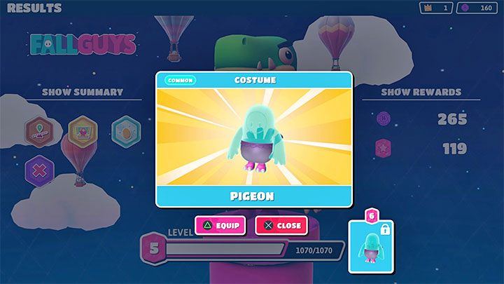 2) Otrzymywanie przedmiotów za awansowanie na wyższe poziomy doświadczenia - Z kolejnymi poziomami doświadczenia powiązane są konkretne przedmioty kosmetyczne, które w momencie awansu przydzielane są za darmo - Fall Guys: Zmiana wyglądu postaci - Fall Guys - poradnik do gry