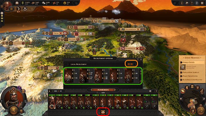 Po wyborze Bohatera na ekranie wyświetli się panel z jednostkami, które już posiadasz - Total War Troy: Jednostki - rekrutacja - Total War Troy - poradnik do gry