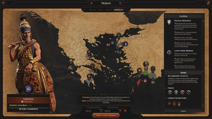 Grając jako Sarpedon będziesz mógł korzystać z dodatkowego bonusu +5% do szybkości ruchu dla jednostek rydwanów - Total War Troy: Sarpedon - bonusy, jednostki frakcji - Total War Troy - poradnik do gry