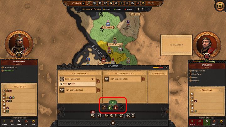 Gdy chcesz zaproponować innemu przywódcy sojusz lub przedstawić propozycję innej umowy musisz liczyć się z tym, że nie zawsze będą chcieli przyjąć jej warunki bez dodatkowych negocjacji - Total War Troy: Dyplomacja - jak zawierać sojusze? - Total War Troy - poradnik do gry