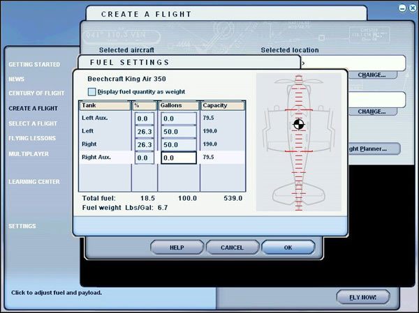 Klikamy OK i wybieramy Change Payload - Beechcraft King Air Paliwo i załoga - Microsoft Flight Simulator 2004: A Century of Flight - poradnik do gry