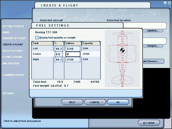 Ostatecznie masa startowa naszego samolotu wynosi 410000 funtów przy 660000 funtów masy maksymalnej - Boeing 777 Paliwo i załoga - Microsoft Flight Simulator 2004: A Century of Flight - poradnik do gry