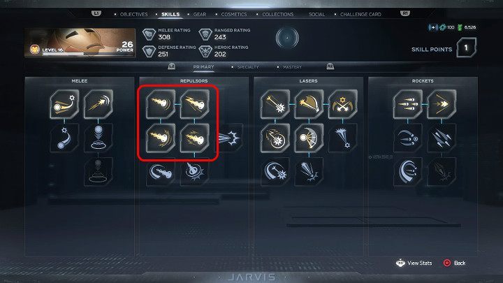 Drzewko specjalności również zostało podzielone na 4 gałęzie i jest związane z heroicznymi umiejętności bohatera, a także z jego możliwościami defensywnymi - Marvels Avengers: Umiejętności - Marvels Avengers - poradnik do gry