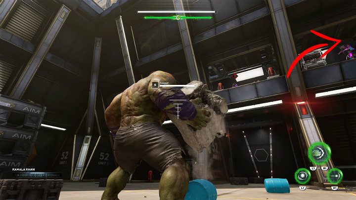 W ostatniej fazie pojedynku przed wejściem do placówki AIM będziesz musiał zlikwidować żołnierzy, którzy pojawią się na balkonie - Marvels Avengers: W poszukiwaniu Olimpii - sekrety, znajdźki - Marvels Avengers - poradnik do gry