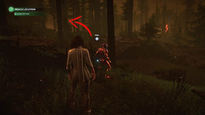 Gdy wyląduje na obszarze misji trzymaj się lewej strony lasu i idź cały czas przed siebie - Marvels Avengers: Leśny skarbiec (Forest Vault) - Marvels Avengers - poradnik do gry