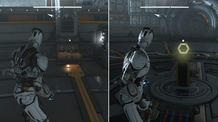 Po lewej stronie znajdziesz skrzynię z zasobami, a na środku terminal - Marvels Avengers: Próba 1, 2, 3 / Testing 1, 2, 3 - solucja - Marvels Avengers - poradnik do gry