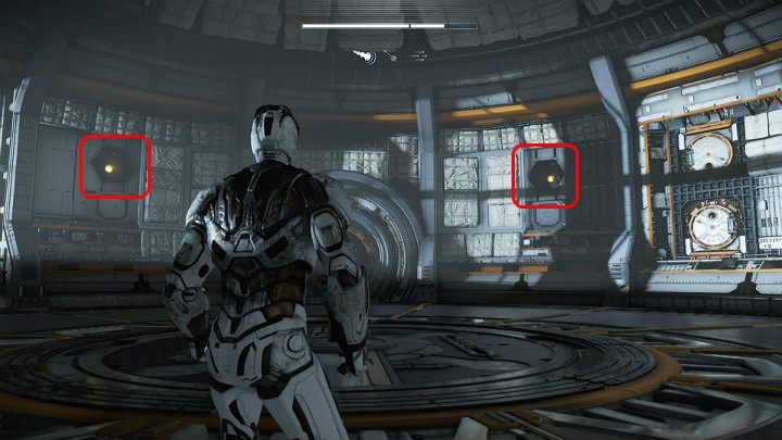 Następnie strzel w dwa przyciski, które pojawiły się po obydwu stronach przejścia - Marvels Avengers: Próba 1, 2, 3 / Testing 1, 2, 3 - solucja - Marvels Avengers - poradnik do gry