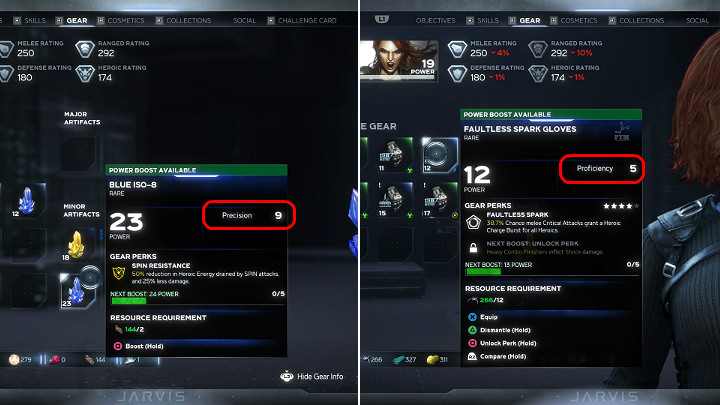 Wartość atrybutu przedmiotu można sprawdzić w jego prawym górnym rogu, a wszystkie wyżej wymienione atrybuty wpływają na możliwości ofensywne i defensywne Twojego Bohatera - Marvels Avengers: Atrybuty, atuty - Marvels Avengers - poradnik do gry