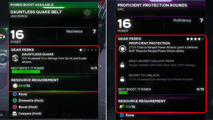 Porównanie ilości atutów przedmiotu Niepospolitego z przedmiotem Epickim - Marvels Avengers: Atrybuty, atuty - Marvels Avengers - poradnik do gry