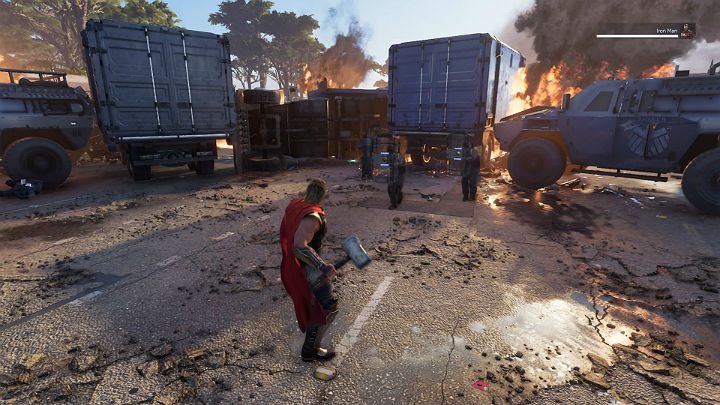 Po krótkiej cut scence wcielisz się w Thora i będziesz musiał pomóc policji pokonać siły nieprzyjaciela - Marvels Avengers: Światło, które zgasło/The light that failed - solucja - Marvels Avengers - poradnik do gry