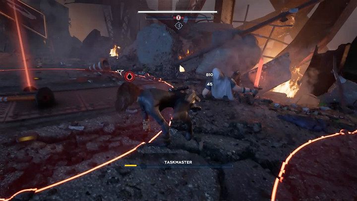 Spróbuj używać kotwiczki w momencie, gdy przeciwnik znajduje się blisko czerwonych okręgów - Marvels Avengers: Światło, które zgasło/The light that failed - solucja - Marvels Avengers - poradnik do gry