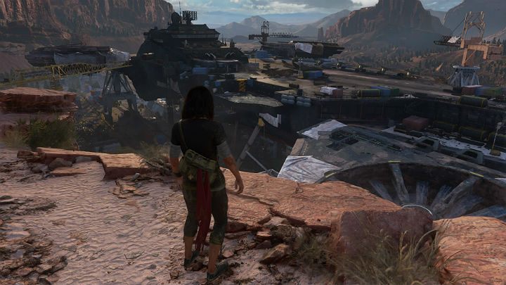 Idąc dalej prosto dotrzesz do punktu widokowego i zobaczysz wielkich rozmiarów statek - Chimerę - Marvels Avengers: Droga powrotna/The road back - solucja, opis przejścia - Marvels Avengers - poradnik do gry