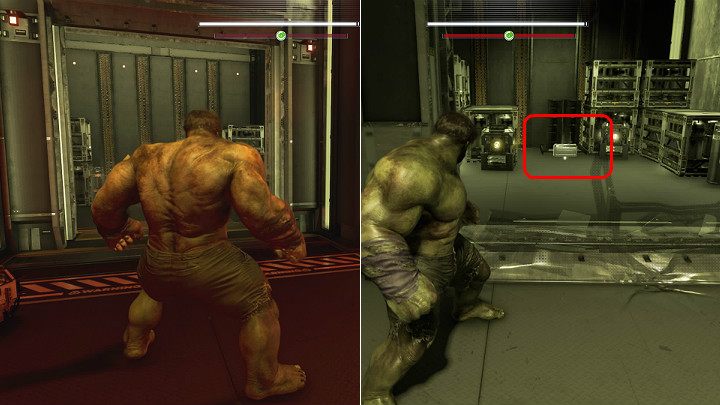 Na piętrze ze znakiem wskazującym drogę do Etraction Terrigenesis zwróć uwagę na nadpęknięte przeszklone drzwi - Marvels Avengers: W poszukiwaniu Olimpii/To find Olympia - solucja - Marvels Avengers - poradnik do gry