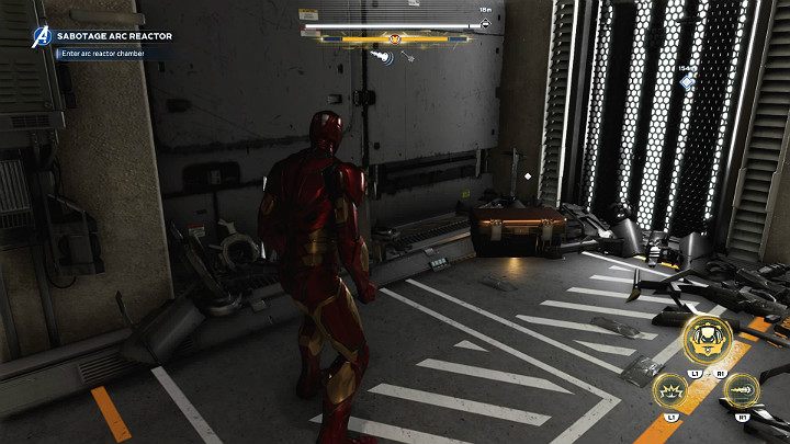 Idź następnie w kierunku 4 włącznika i dalej korytarzem prosto - Marvels Avengers: Samotnie przeciwko AIM/Alone against AIM - solucja - Marvels Avengers - poradnik do gry