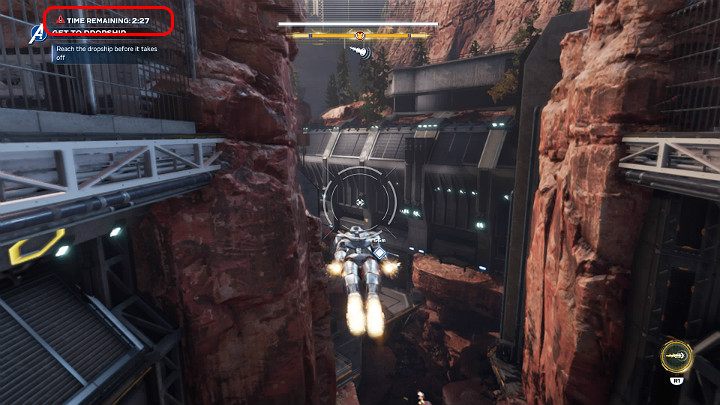 Zwróć uwagę na to, że ten etap misji został ograniczony czasowo - Marvels Avengers: Poszukiwania zbroi/Armor chase - solucja, opis przejścia - Marvels Avengers - poradnik do gry