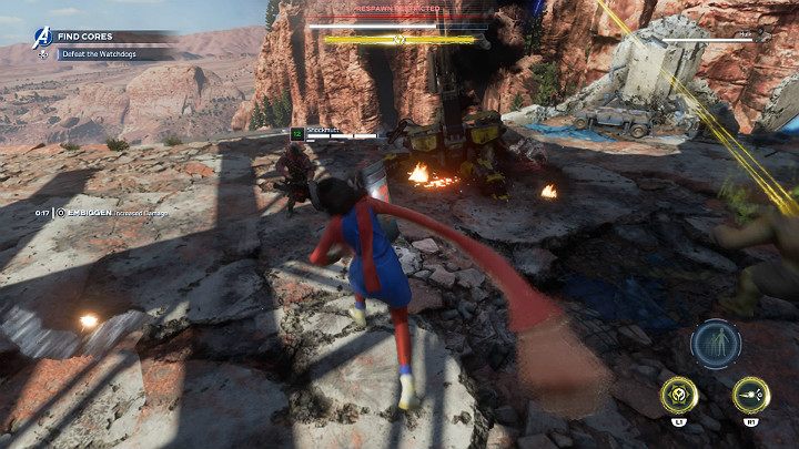 Po krótkiej chwili na miejscu znajdą się żołnierze, którzy należą do radykalnej antybohaterskiej organizacji zwącej się Cerberami: Podniebne Psy (Skydogs), Elektryczne Kundle (Shockmutt), a także Piekielny Ogar (Hell Hound) - Marvels Avengers: Psy wojny/The Dogs of War - solucja, opis przejścia - Marvels Avengers - poradnik do gry