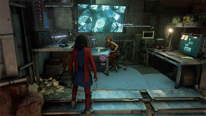 W pierwszej kolejności pomów z NPC Sarah Garza, która jest koordynatorką frakcji Sojuszu Inhumans (Inhuman Alliance Faction Coordinator) - Marvels Avengers: Psy wojny/The Dogs of War - solucja, opis przejścia - Marvels Avengers - poradnik do gry