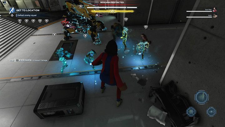 Gdy tylko zjedziesz do laboratorium zostaniesz zaatakowany przez elitarny oddział AIM - Marvels Avengers: Ucieczka z więzienia/Breakout - solucja, opis przejścia - Marvels Avengers - poradnik do gry