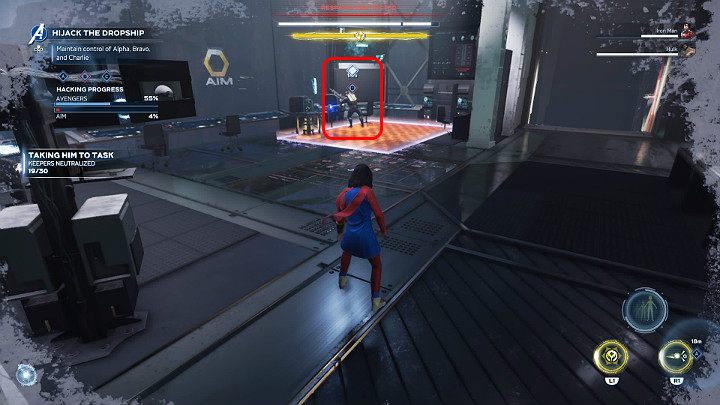 Po przejęciu pierwszego terminala Jarvis od razu rozpocznie hakowanie systemów AIM, ale do szybkiego postępu prac będziesz potrzebować wszystkich trzech punktów - Marvels Avengers: Ucieczka z więzienia/Breakout - solucja, opis przejścia - Marvels Avengers - poradnik do gry