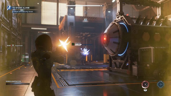 Pojedynek najlepiej jest zacząć od użycia heroicznego ataku, aby w znacznym stopniu uszczuplić poziom zdrowia przeciwnika - Marvels Avengers: Samotna walka/To stand alone - solucja, opis przejścia - Marvels Avengers - poradnik do gry