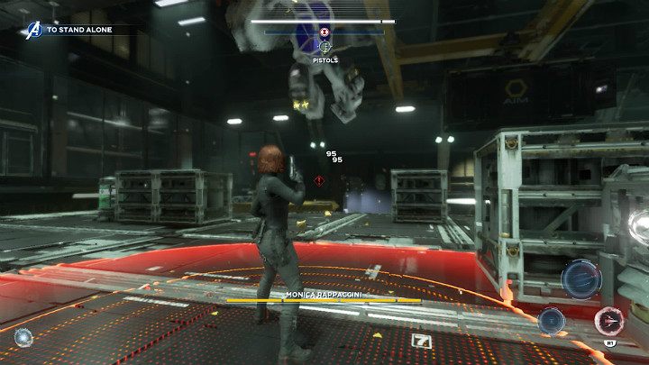 Gdy przeciwnik zrobi przysiad to znak, że za chwilę wykona skok - Marvels Avengers: Monica Rappaccini - boss, jak pokonać? - Marvels Avengers - poradnik do gry