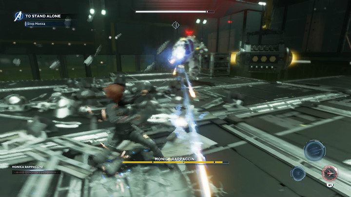 W trakcie walki Monica będzie robić użytek z broni dalekiego zasięgu, która została zamocowana na prawej dłoni egzoszkieletu - Marvels Avengers: Monica Rappaccini - boss, jak pokonać? - Marvels Avengers - poradnik do gry