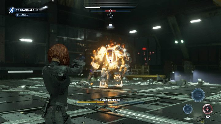 Monica będzie starać się wyrządzać obrażenia powolnymi, lecz niezwykle mocnymi atakami wręcz, więc staraj się trzymać ją na dystans i nękać atakami dystansowymi aż w końcu rozprawisz się z tym przeciwnikiem - Marvels Avengers: Monica Rappaccini - boss, jak pokonać? - Marvels Avengers - poradnik do gry