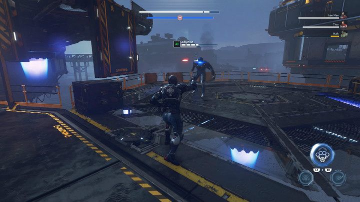 W kolejnej fali nieprzyjaciół pojawią się kolejni specjalni przeciwnicy - trzy Dreadboty rakietowe (Blitz Dreadbot) w fioletowej poświacie i Adaptoidy - Marvels Avengers: Siłą umysłu/By Force of Mind - solucja, finałowy boss - Marvels Avengers - poradnik do gry