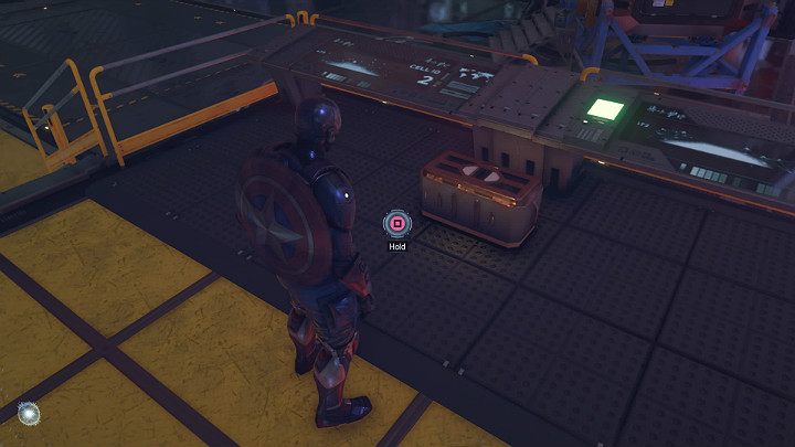 Podejdź do konsoli po lewej stronie i otwórz skrzynię z wyposażeniem, a następnie stań na przezroczystej platformie - Marvels Avengers: Siłą umysłu/By Force of Mind - solucja, finałowy boss - Marvels Avengers - poradnik do gry