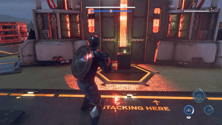 Po walce podejdź do terminala umiejscowionego na środku wieży, by odsłonić rdzenie zasilające - Marvels Avengers: Siłą umysłu/By Force of Mind - solucja, finałowy boss - Marvels Avengers - poradnik do gry