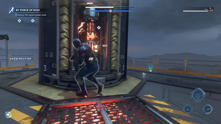 Teraz musisz tylko rozbić wszystkie trzy rdzenie, by przejść do kolejnego etapu tej misji - Marvels Avengers: Siłą umysłu/By Force of Mind - solucja, finałowy boss - Marvels Avengers - poradnik do gry