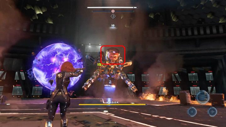 W trakcie walki musisz celować w kryształ na głowie MODOK-a by wyrządzić mu obrażenia - Marvels Avengers: MODOK - boss, jak pokonać? - Marvels Avengers - poradnik do gry