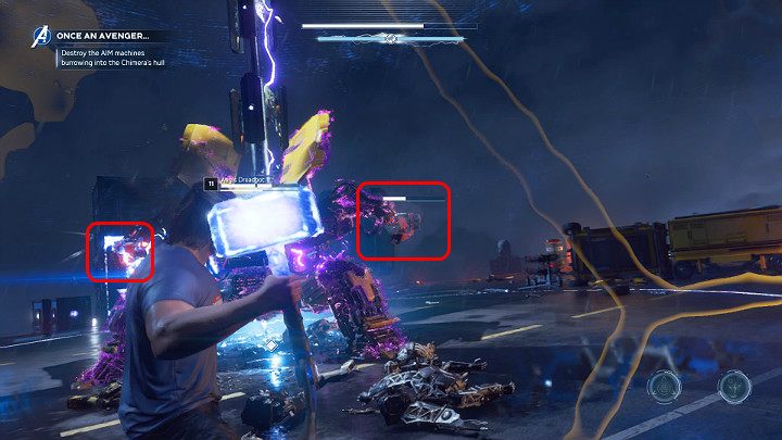 W pierwszej kolejności rozpraw się z obstawą Dreadbota, a następnie przejdź do niszczenia maszyny - Marvels Avengers: Avenger na zawsze.../Once an Avenger - solucja - Marvels Avengers - poradnik do gry