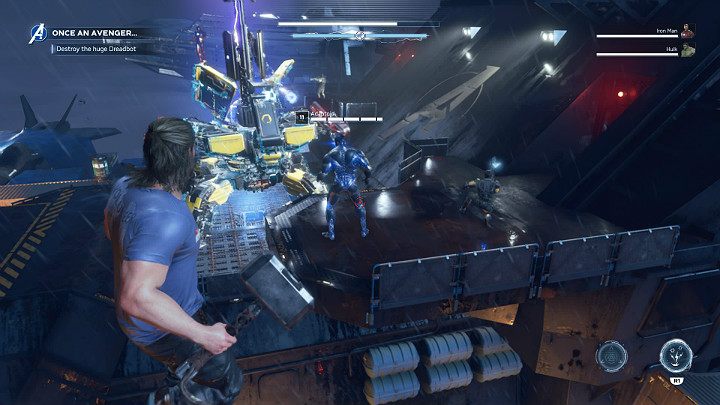 W pierwszej kolejności skup się na wyeliminowaniu obstawy - Adaptoidów stojących po obydwu stronach robota - Marvels Avengers: Avenger na zawsze.../Once an Avenger - solucja - Marvels Avengers - poradnik do gry