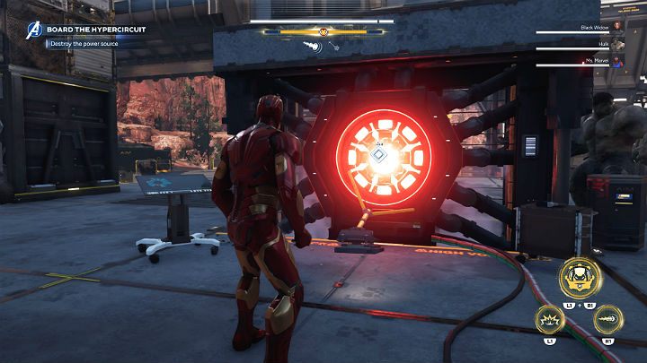 Po skończonej walce możesz udać się do miejsca oznaczonego na HUD, by zniszczyć pole siłowe chroniące stację przed nieproszonymi gośćmi - Marvels Avengers: Agonia i Mrowisko/Agony and the Ant Hill - solucja - Marvels Avengers - poradnik do gry