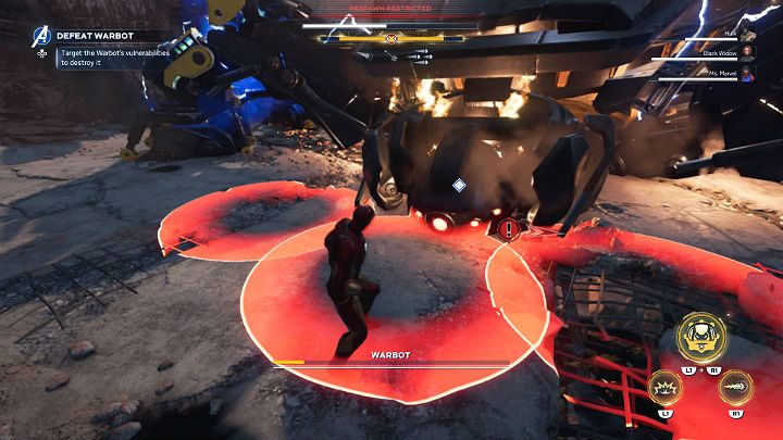 Przejdź po raz ostatni do głowy powalonego robota i wykończ go - Marvels Avengers: Agonia i Mrowisko/Agony and the Ant Hill - solucja - Marvels Avengers - poradnik do gry