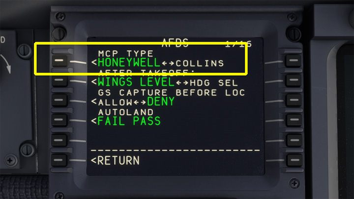 Panel MCP TYPE można zmienić w FMC i PMDG Menu -> AIRCRAFT -> EQUIPMENT - PMDG 737: Panel autopilota MCP - Microsoft Flight Simulator 2020 - poradnik do gry