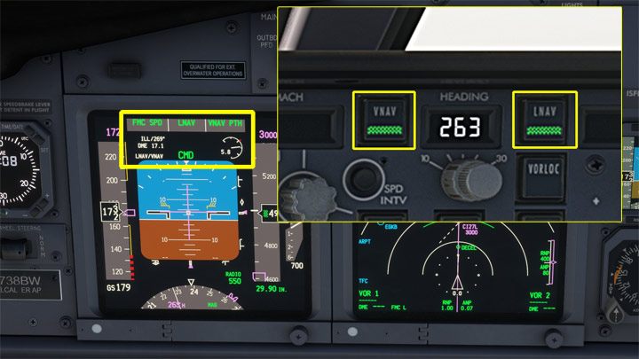 Weźcie pod uwagę, że włączenie przycisku dla wybranego trybu i podświetlenie go zielonym paskiem nie oznacza rozpoczęcia działania autopilota w tym trybie - PMDG 737: Panel autopilota MCP - Microsoft Flight Simulator 2020 - poradnik do gry