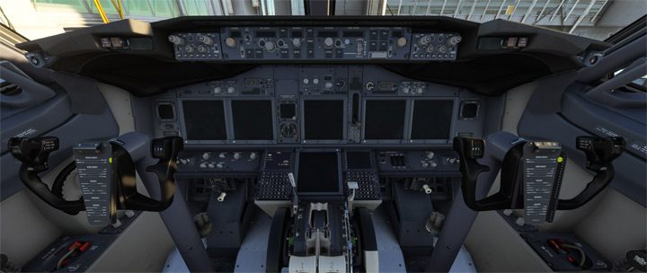 Samolot powita was ciemnym kokpitem, o ile ustawiliście status COLDANDDARK w ustawieniach PMDG Setup - PMDG 737: Cold Start i plan lotu w FMC - Microsoft Flight Simulator 2020 - poradnik do gry