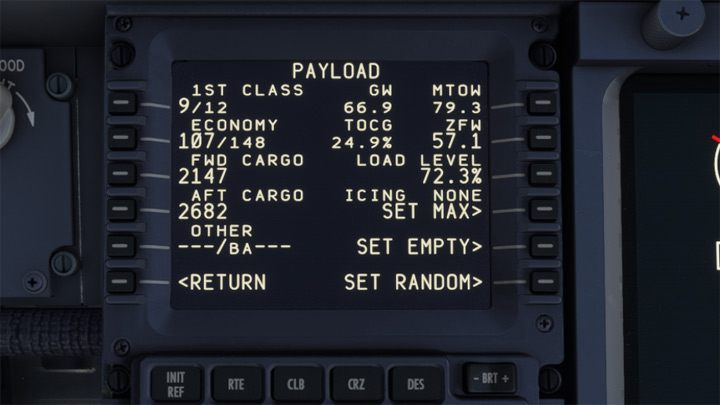 Analogicznie ustawcie ilość pasażerów oraz ciężar ładunku - PMDG 737: Cold Start i plan lotu w FMC - Microsoft Flight Simulator 2020 - poradnik do gry