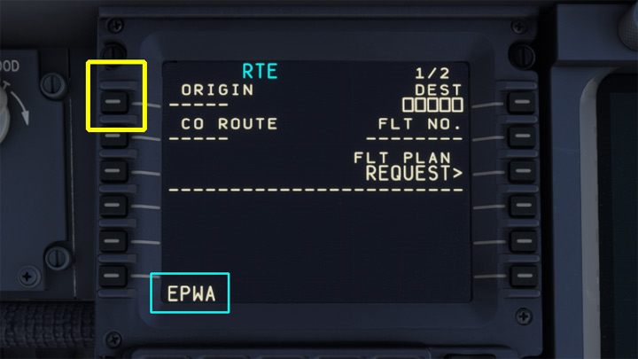 Kod lotniska startowego będzie już czekał wpisany - PMDG 737: Cold Start i plan lotu w FMC - Microsoft Flight Simulator 2020 - poradnik do gry