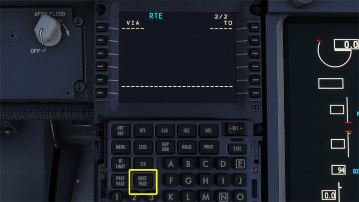 Przy manualnym wprowadzaniu planu klikacie NEXT PAGE - PMDG 737: Cold Start i plan lotu w FMC - Microsoft Flight Simulator 2020 - poradnik do gry