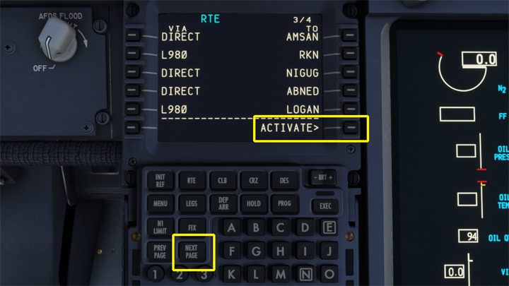 Jeśli w jakieś kolumnie skończy się miejsce, wystarczy kliknąć NEXT PAGE, by otworzyć kolejną stronę - PMDG 737: Cold Start i plan lotu w FMC - Microsoft Flight Simulator 2020 - poradnik do gry