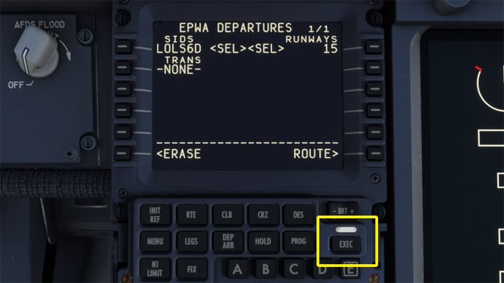Wybór należy ponownie zatwierdzić EXEC - PMDG 737: Cold Start i plan lotu w FMC - Microsoft Flight Simulator 2020 - poradnik do gry