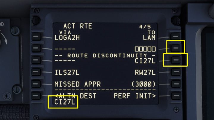 ROUTE DISCONTINUITY oznacza błąd w planie - komputer nie widzi połączenia pomiędzy dwoma punktami nawigacyjnymi - PMDG 737: Cold Start i plan lotu w FMC - Microsoft Flight Simulator 2020 - poradnik do gry