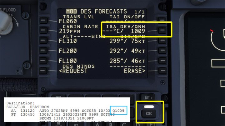 Ostatnia rzecz to ciśnienie atmosferyczne QNH na lotnisku docelowym, które znajduje się w komunikacie pogodowym METAR w planie lotu - PMDG 737: Cold Start i plan lotu w FMC - Microsoft Flight Simulator 2020 - poradnik do gry
