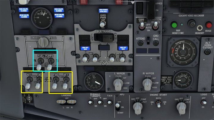 Obowiązkowo włączcie pompy paliwa na skrzydłach ustawiając przełączniki w dół - PMDG 737: Cold Start i plan lotu w FMC - Microsoft Flight Simulator 2020 - poradnik do gry